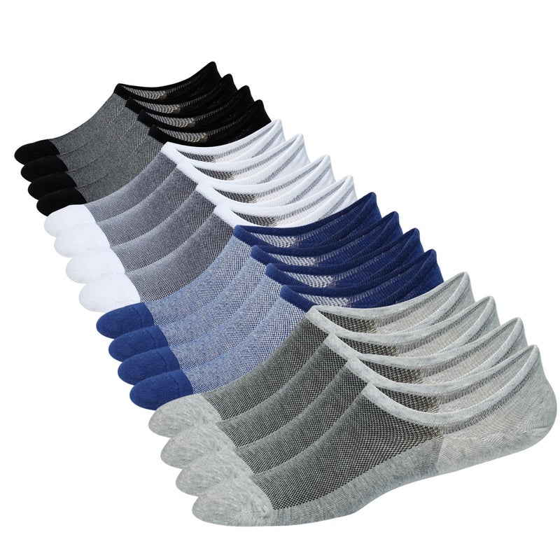 JORMATT 8 Pairs Men's No Show Socks - Sneaker Shoes Mesh Knit Low Cut Comfort Cotton Athletic Casual Non Slip Multicolor, Men Shoes size 6-10 - Image 1